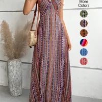Women's Boho Ethnic Split Thigh Maxi Dress thumbnail 1