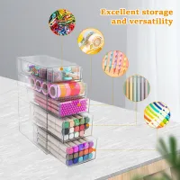 4/5Layer Acrylic Drawer Organizer Stationery Storage Box Glasses Clear Desk Makeup Hair Display Pencil Holder Office Student thumbnail 4