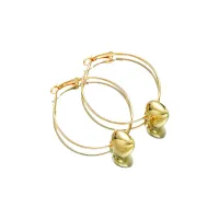 Gold Heart Drop Hoop Earrings thumbnail 6