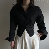 Korean Bandage Shirt Women Backless Chic Blouse thumbnail 4