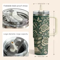 Moon Book Rose Butterfly Vacuum Flask 40oz thumbnail 5