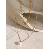 Gold Plated Pearl Pendant Necklace thumbnail 5