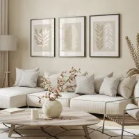 Beige Botanical Wall Art Set of 3 thumbnail 5
