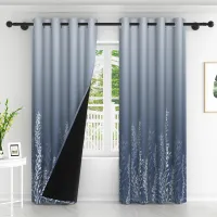 Gradient Leaf Print Blackout Curtains thumbnail 3