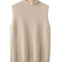 Merino Wool Turtleneck Sleeveless Vest thumbnail 2