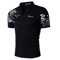 Men's Graphic Print V-Neck Polo Shirt thumbnail 4