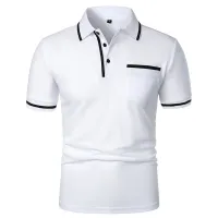 Men's Solid Color Polo Shirt with Pockets thumbnail 4