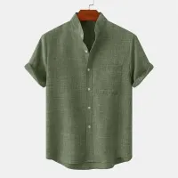 Men's Linen Short-Sleeve Collared Shirt thumbnail 3