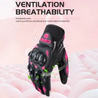 Women's Pink Motorcycle Riding Gloves thumbnail 2