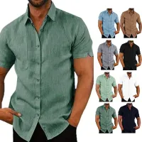 Men's Summer Cotton Linen Shirts thumbnail 1