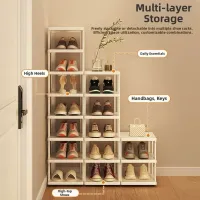 White 3-Tier Slim Shoe Rack thumbnail 4