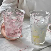 Cute Bow Striped Cartoon Glass Cup thumbnail 3