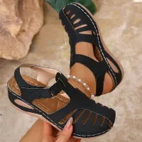Retro Hollow Out Wedge Sandals thumbnail 3