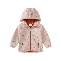 Girls Floral Fleece Hooded Jacket thumbnail 2