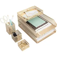 Gold 6-Piece Desk Organizer Set thumbnail 1