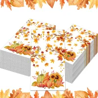 Thanksgiving Maple Leaf Pumpkin Napkins thumbnail 3