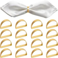 Gold D-Shaped Napkin Rings Set of 16 thumbnail 1