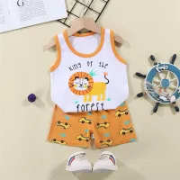 Cartoon Lion Kids Vest Shorts Set thumbnail 3