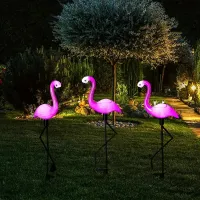 Solar Flamingo Garden Stake Light thumbnail 1