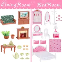 1:12 Dollhouse Furniture Bathroom & Living Room Set thumbnail 4