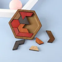 Hexagonal Wooden Brain Teaser Puzzle thumbnail 2