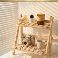 2-Tier Foldable Wood Plant Stand thumbnail 2