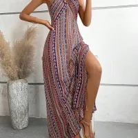 Women's Boho Ethnic Split Thigh Maxi Dress thumbnail 4