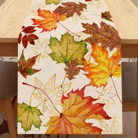 Fall Maple Leaves Linen Table Runner thumbnail 1