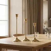 Gold Metal Candle Holder Set - 3 Piece thumbnail 5