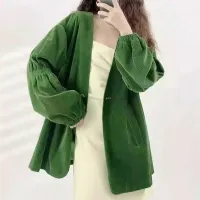 Green Retro Corduroy Short Jacket thumbnail 2