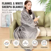 Electric Heated Blanket Throw Flannel & Sherpa thumbnail 2