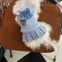 Plaid Pet Sweater with Bow Tie thumbnail 4