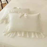 3-Piece White Ruffle Duvet Cover Set thumbnail 5