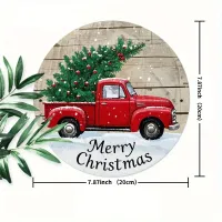 Vintage Red Truck Christmas Wreath Metal Sign thumbnail 4