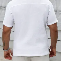 Men's Linen Henry Collar Shirt thumbnail 2