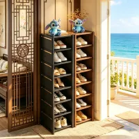 8-Tier Slim Black Shoe Rack Organizer thumbnail 2