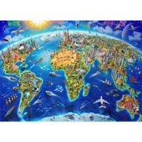 World Landmarks Map Jigsaw Puzzle 1000 Pieces thumbnail 4