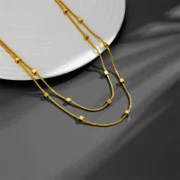 Double Layer Square Block Titanium Necklace thumbnail 2