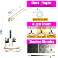 LED Clock Desk Lamp with USB Charger thumbnail 6