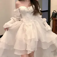 White Fairy Midi Evening Dress thumbnail 1