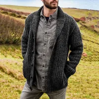 Men's Shawl Collar Cable Knit Cardigan thumbnail 1