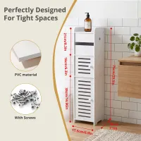 White Slim Bathroom Storage Cabinet thumbnail 1