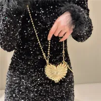 Golden Silver Heart Pattern Evening Clutch thumbnail 6