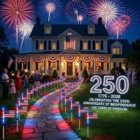 Solar American Flag Stake Lights thumbnail 4