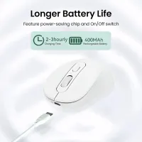 Wireless Mouse Bluetooth 5.2 & 2.4G Dual Mode Rechargeable Gaming Mouse, 1600 DPI Silent thumbnail 5