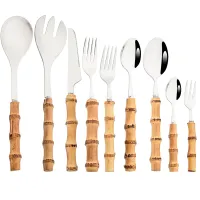 Vintage Bamboo Handle Flatware Set thumbnail 1