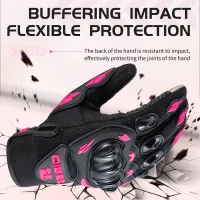 Women's Pink Motorcycle Riding Gloves thumbnail 3