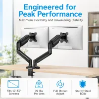 Dual Monitor Stand Up to 33" Adjustable Steel VESA Mount thumbnail 6