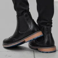 Brogue Chelsea Leather Boots Men thumbnail 5