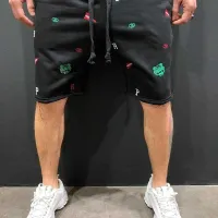 Men's Embroidered Skinny Fitness Shorts thumbnail 1